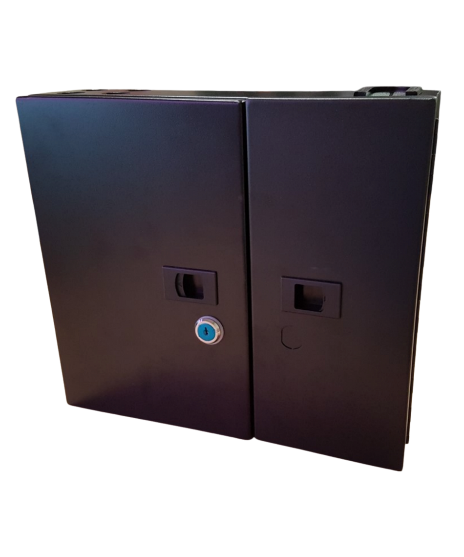 Lockable Black 2-Door Steel Wall-Mounted Fibre Box