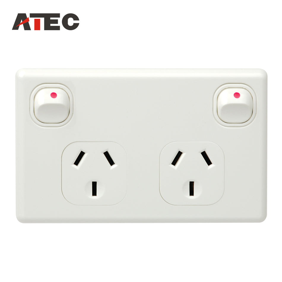 Double Power Point 10A White (Pack Of 10)